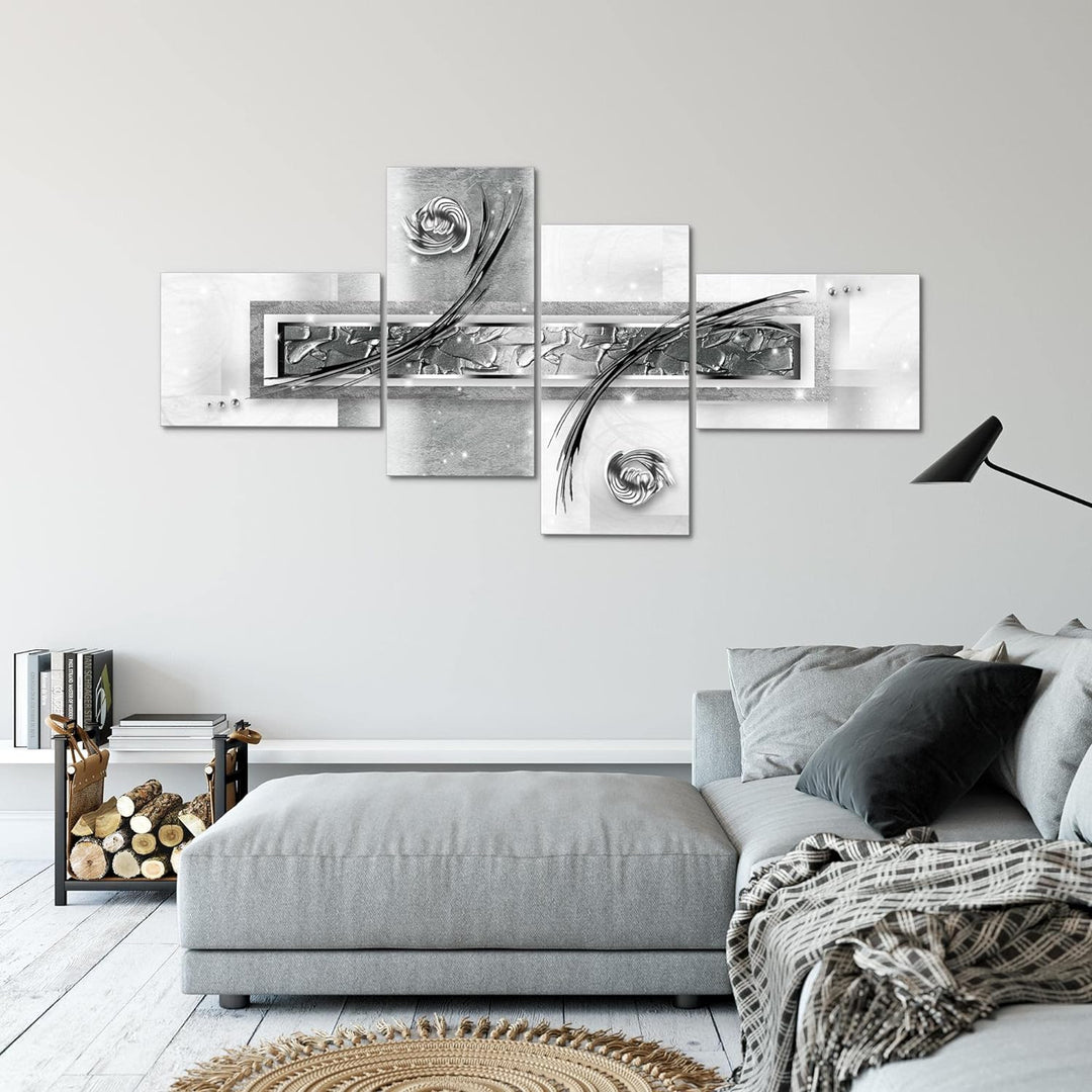 Runa Art Bild XXL 4 Teilig Abstrakt 200 x 100 cm Kunstdruck auf Vlies Leinwand Wanddeko Wohnzimmer S