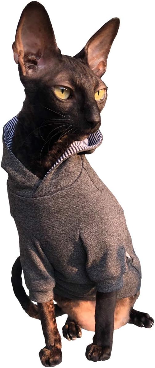 Kotomoda Sphynx Katzen Kleidung DUNKELGRAU Kapuzenpullover Trautes Heim, Glьck allein (XS), XS