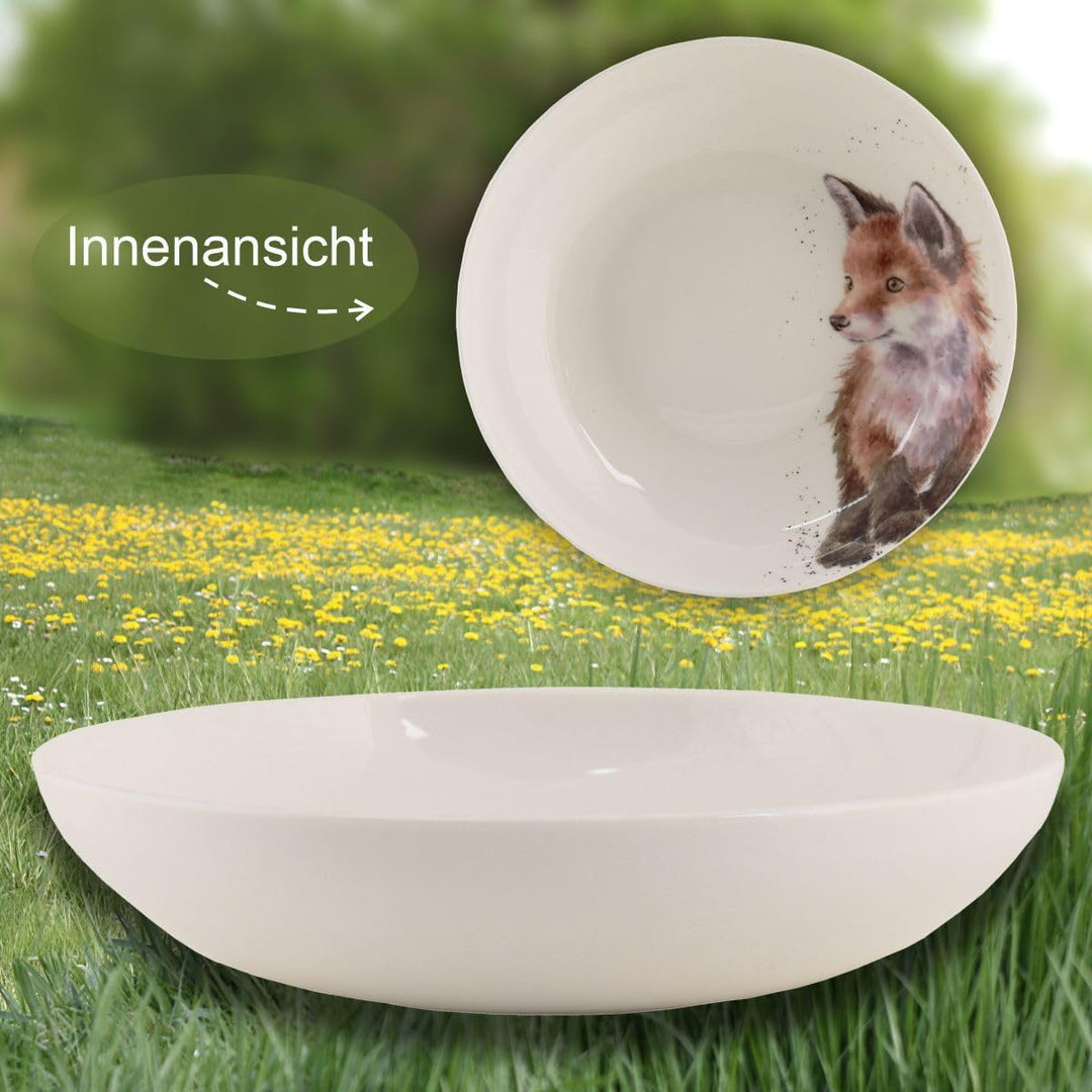Wrendale Designs Porzellan Pasta & Suppenteller Fuchs ca. 22cmD Royal Worcester tiefer Suppen-Teller