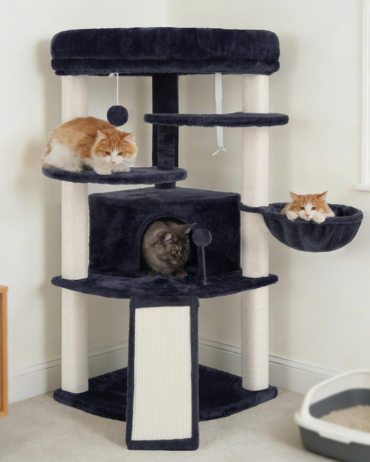 Gitelsnour Eck-Kratzbaum, Katzenbaum für Innenbereich, Mehrstöckiges katzenkratzbaum mit vollständig