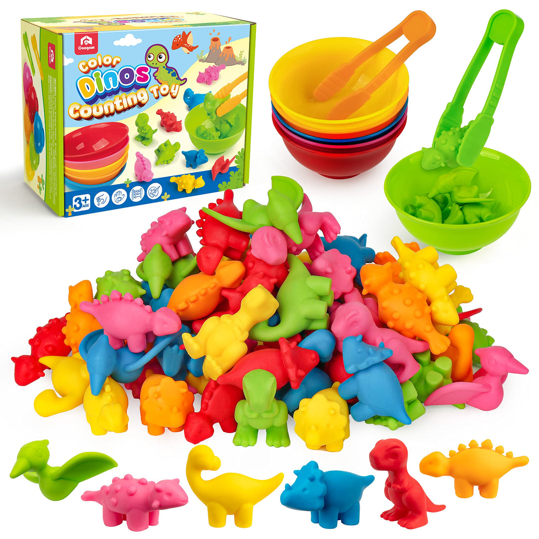 Coogam Zählen Dinosaurier Sorting Spielzeug Set, Farbe Matching Klassifikationsspiel, Montessori Fei