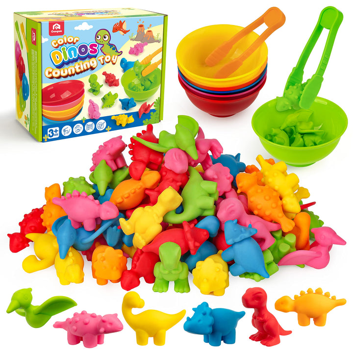 Coogam Zählen Dinosaurier Sorting Spielzeug Set, Farbe Matching Klassifikationsspiel, Montessori Fei