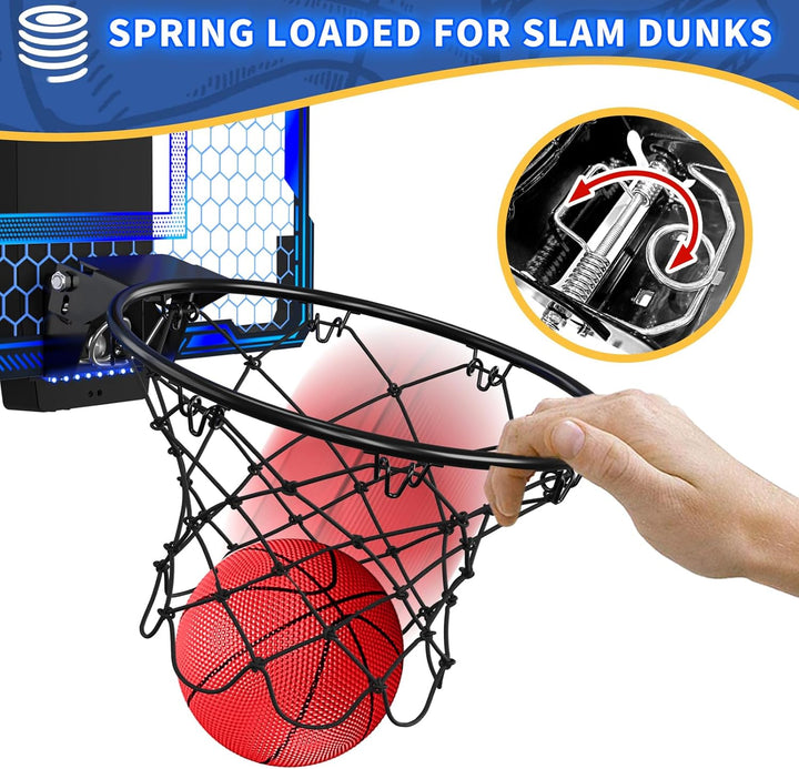 HYES Mini Basketballkorb mit 7 Beleuchtung für Kinder, Basketballkorb mit 3 Modi, Elektronischer Anz