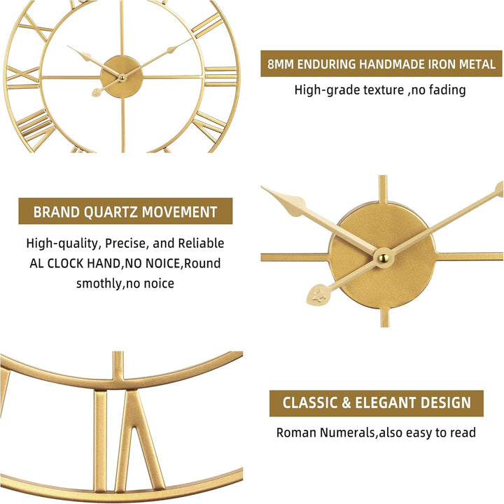 Mee 2ou Wanduhr Modern Nahezu Lautlos Ohne Tickgeräusche -40cm Durchmesser Römische Ziffern Wanduhre