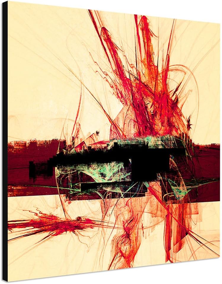 Paul Sinus Art Triumph der Liebe - Abstrakt323_60x60cm Bild auf Leinwand beige Bordeaux rot Abstrakt