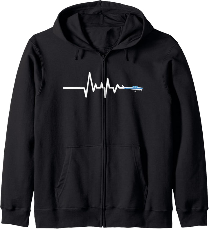 Flugzeug Herzschlag Pilot Fliegen Flugzeug Luftfahrt Geschenk T-Shirt Kapuzenjacke