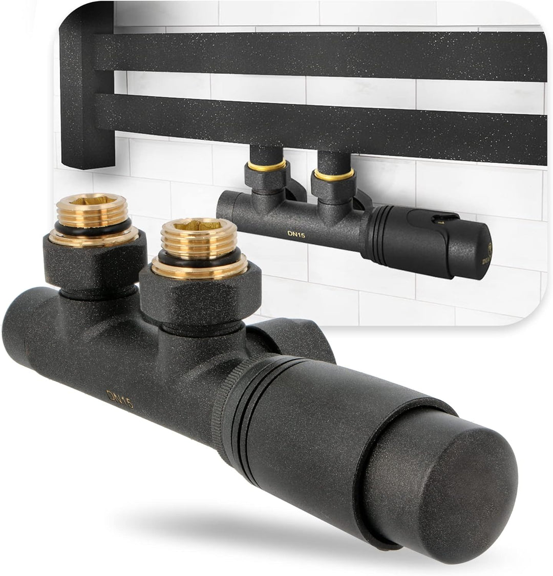 Multiblock Set Heizkörper Thermostat-Heizkörperventil Eckform 1/2'' Anthrazit Anschlussarmatur Therm