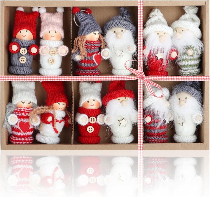 com-four® 12x Premium Weihnachtsmann-Anhänger, schwedisch-skandinavische Deko-Trolle, Engel und Wich