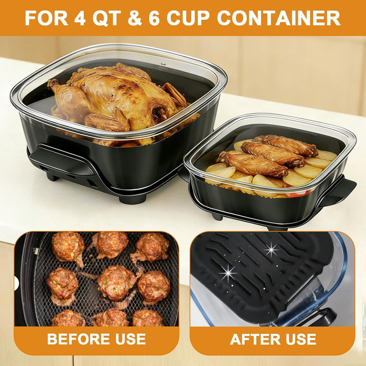 VINATO Heissluftfritteuse Zubehör Set für Ninja Crispi, Air Fryer Zubehör 4-teilig mit Backmatten, S