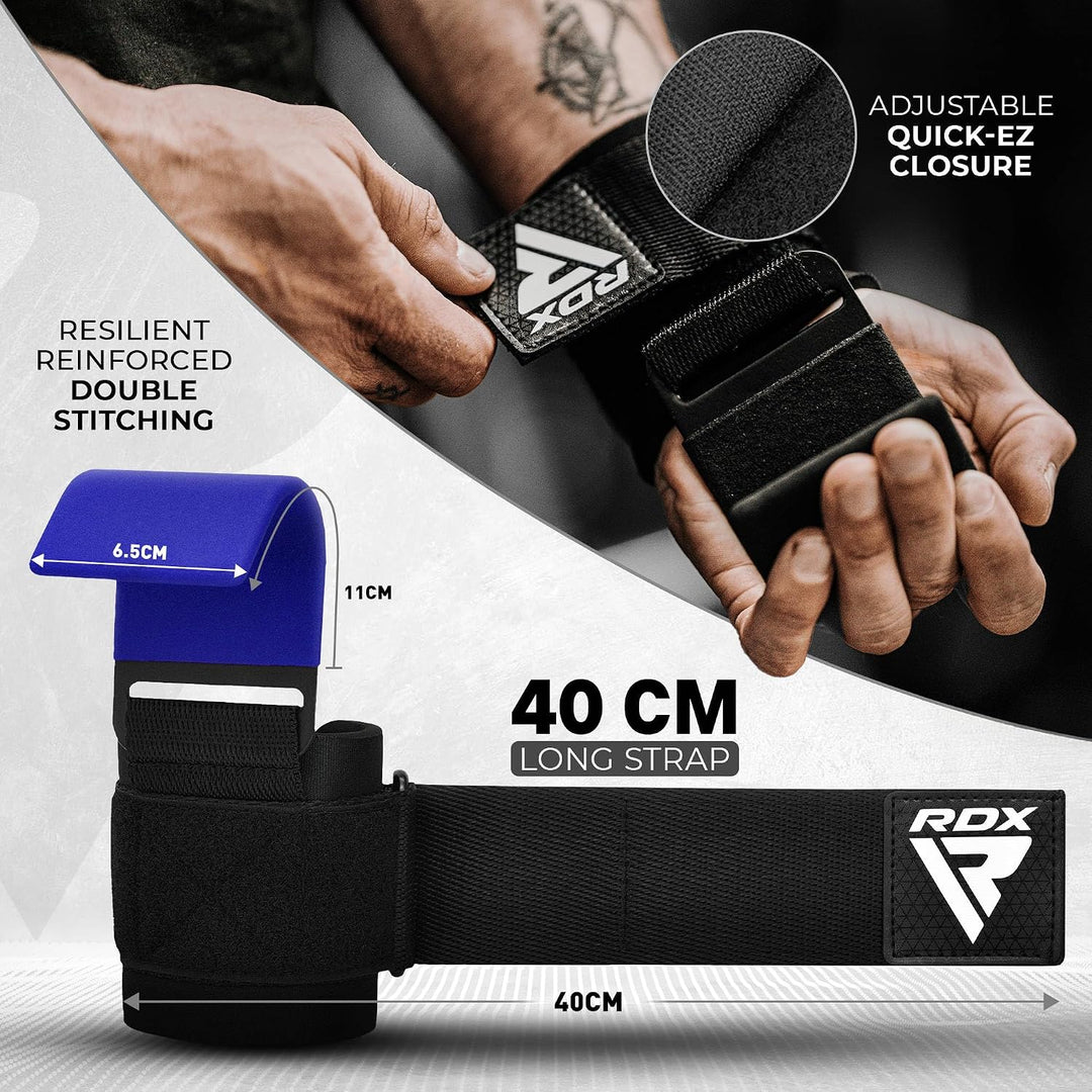 RDX Zughilfen Haken Krafttraining, 8mm Gepolstert Handgelenkschutz, Profi Bodybuilding Gewichtheben