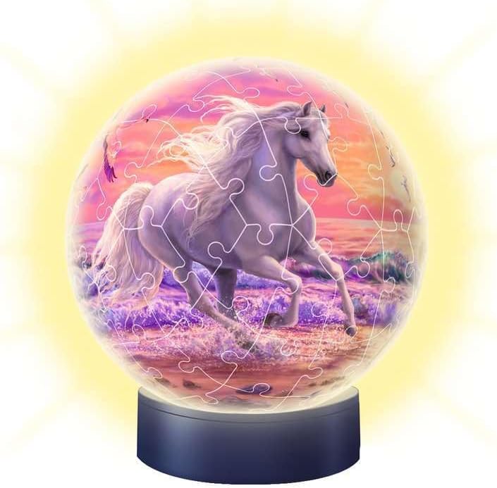 Ravensburger 3D Puzzle 11843 - Nachtlicht Puzzle-Ball Pferde am Strand - ab 6 Jahren, LED Nachttisch