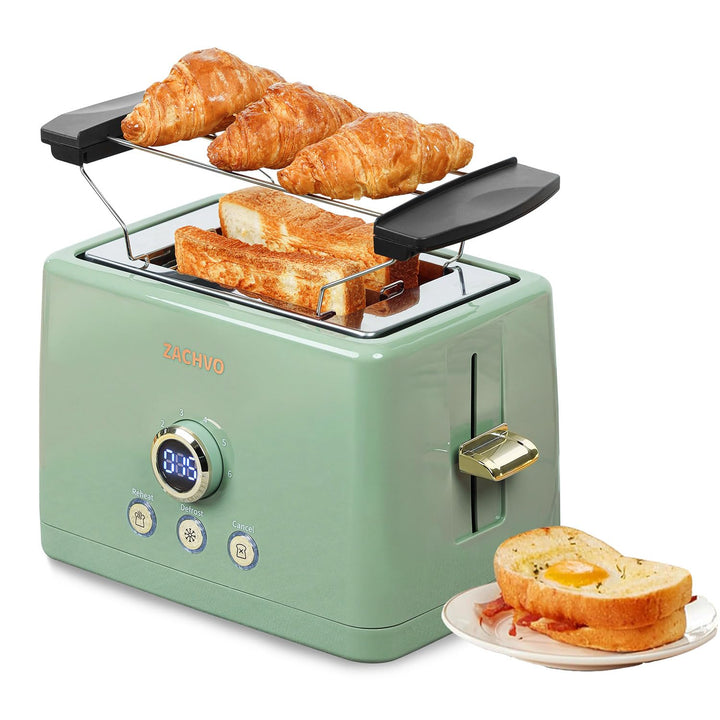 Toaster 2 Scheiben - ZACHVO Toaster mit Brötchenaufsatz, 6 Bräunungsstufe - 850W Toaster mit Herausn