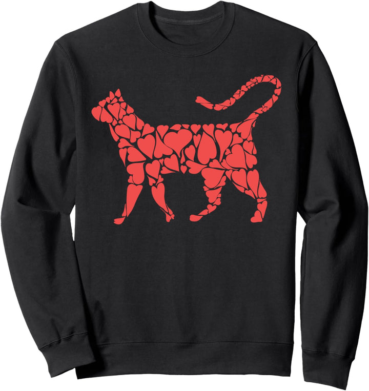 Vintage Retro Style Cat of Hearts Illustration Sweatshirt