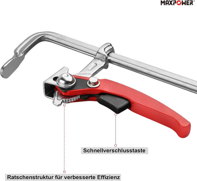 MAXPOWER 2 Stücke Schraubzwingen Set 200mmx60mm+300mmx60mm Ratsche Schnelle Veröffentlichung Schraub