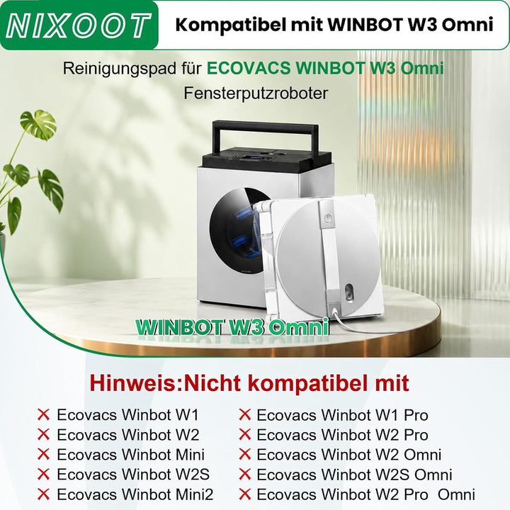 2 Stück Reinigungspad für ECOVACS WINBOT W3 OMNl Fensterputzroboter, Halterung Ersatzteile Mikrofase