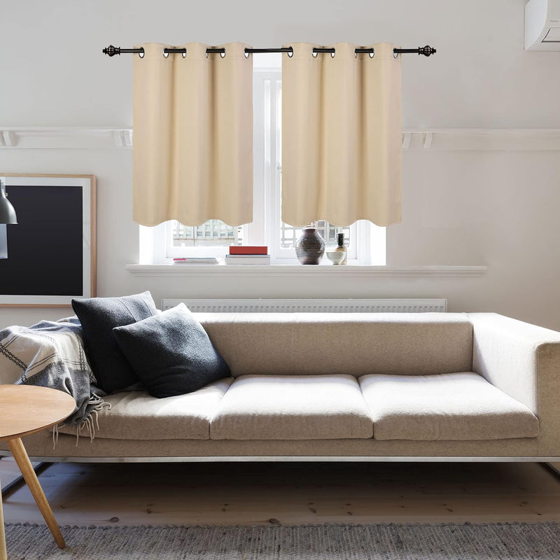 PiccoCasa 2er Set Gardine für Küche Polyester Scheibengardine Kurzgardine Blickdicht Kleine Gardine