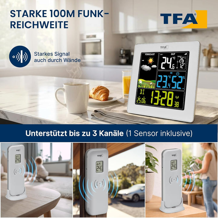 TFA Dostmann Digitale Funk Wetterstation mit Aussensensor SUN2, 35.1174, für Innen und Aussentempera