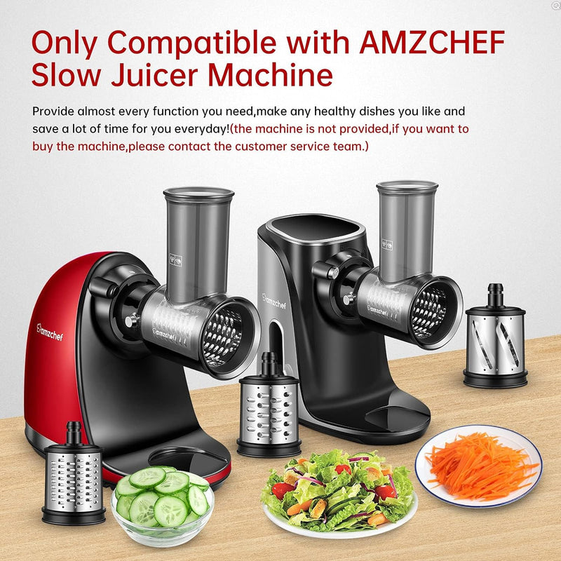 Elektrische Gemüsehobel Zubehör für AMZCHEF Slow Juicer ZM1501&GM3001 Käsereibe Küchenreibe Trommelr