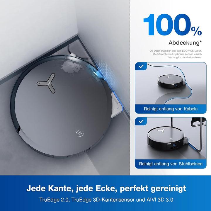 ECOVACS DEEBOT X8 OMNI Saugroboter mit Wischfunktion, 18.000 Pa, OZMO ROLLER Wischwalze mit kontinui