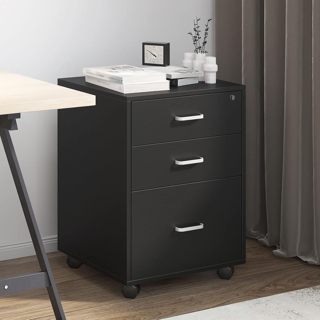 sogesfurniture Rollcontainer, Aktenschrank, Büroschrank, Aufbewahrungsschrank auf Rollen, abschliess