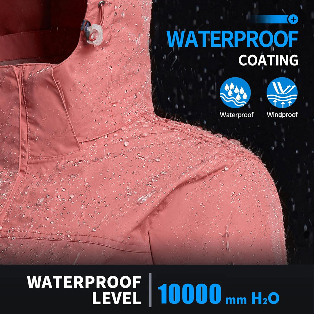 Ambayz Damen 3-in-1-Skijacke 2 Stück Set mit Fleece gefüttert Outdoor-Wanderjacke wasserdicht winddi