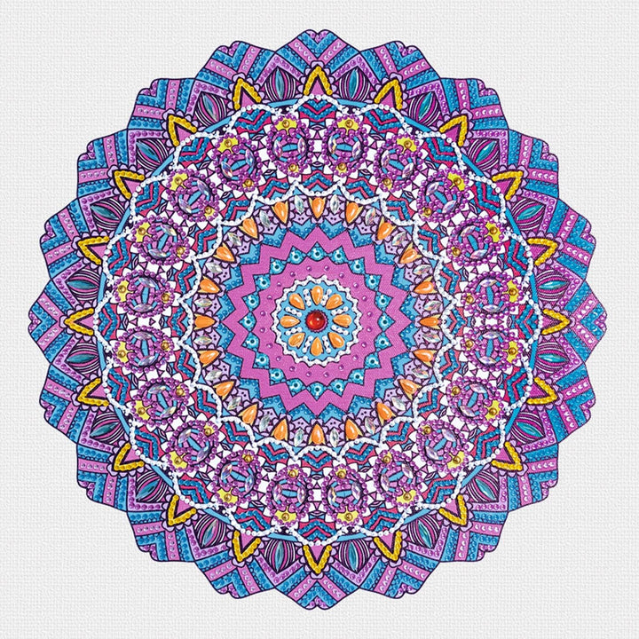Ursus 43520008F - Diamond Painting Mandala Set 8, Bastelset mit Steinchen in Lila-, Pink- und Blautö