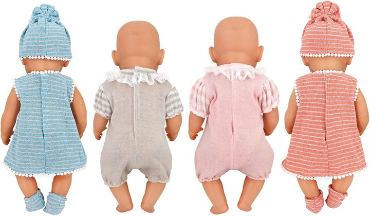 Puppenkleidung für 36-43 cm Baby Puppen, 4-Packungen Puppenkleider mit Hut und Socken (Keine Puppe)