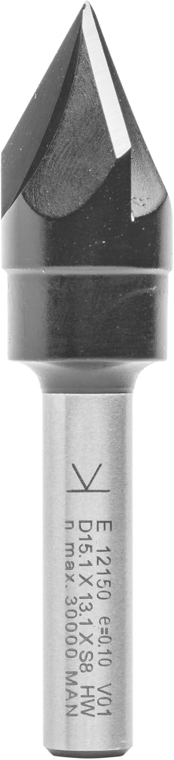 ENT 12150 Schriftenfräser HW, Schaft (S) 8 mm, Durchmesser (D) 15,1 mm, NL 13,1 mm, E 60°, Z3, SL 32