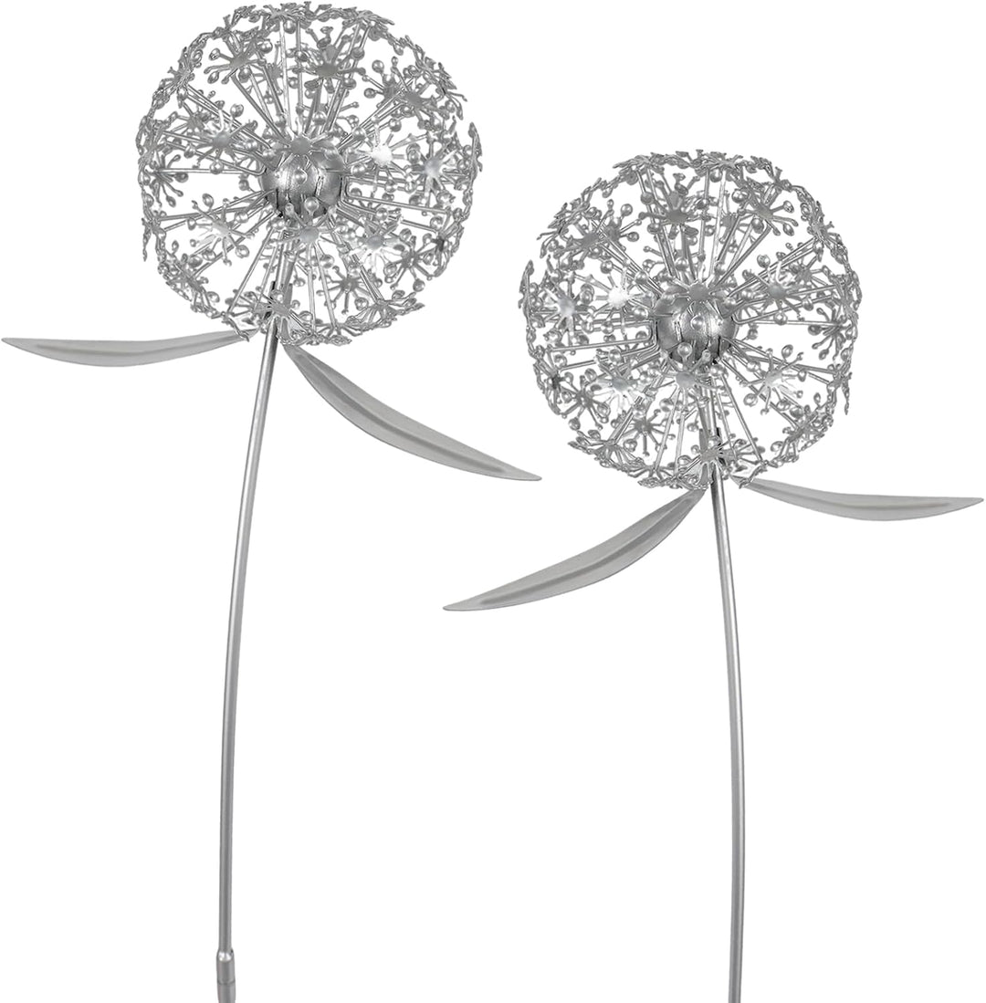 2er Pusteblume Gartenstecker, 3D Simulierter Löwenzahn Gartendeko Metall Gartenfigur, Löwenzahn
