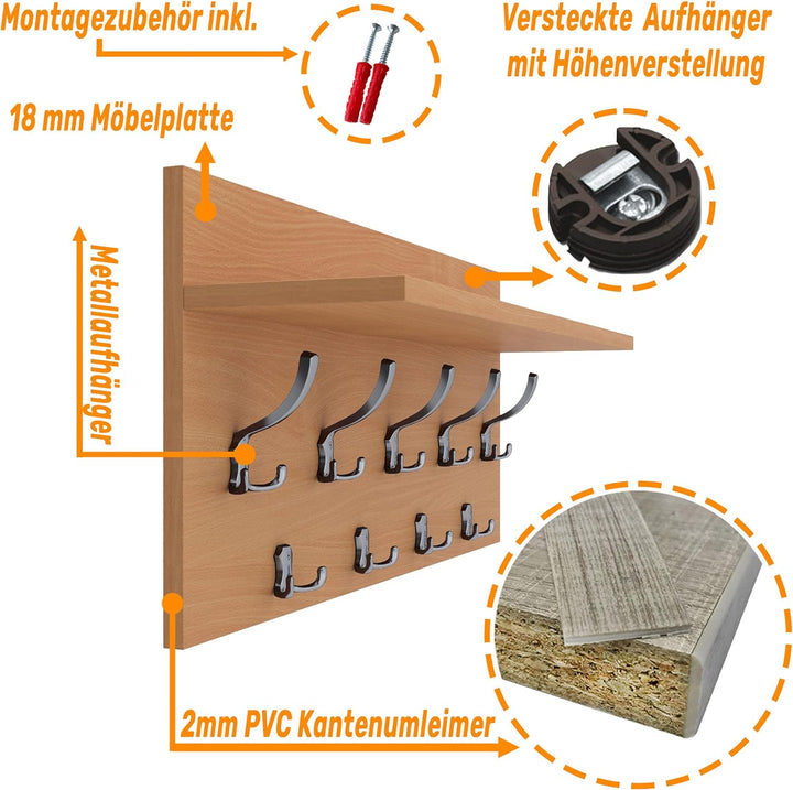 AKKE 40x90 | VERTI Garderobenpaneel Wandgarderobe Garderobe Wandpaneel Kleiderstange CHROM | BAYERIS