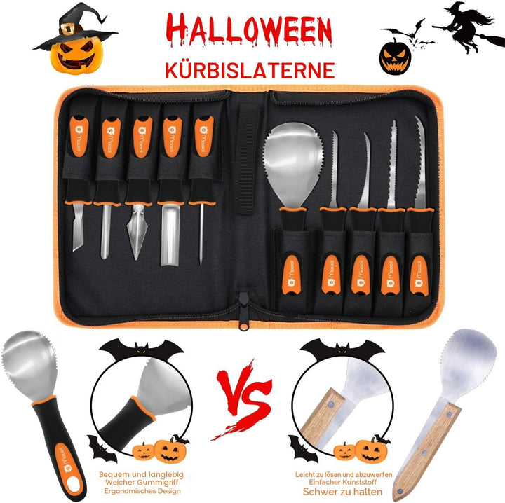 Moocii kürbis schnitzwerkzeug für Halloween DIY Dekoration 10 Stück Werkzeug Doppelseitiges Bildhaue