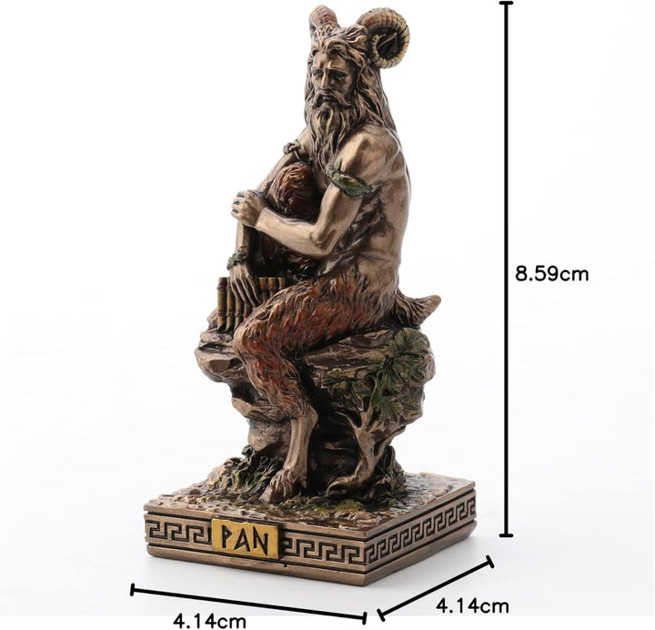 Veronese Design Pan Griechischer Gott der Wildnis, Kunstharz, handbemalt, Miniaturfigur Pan Bronze,