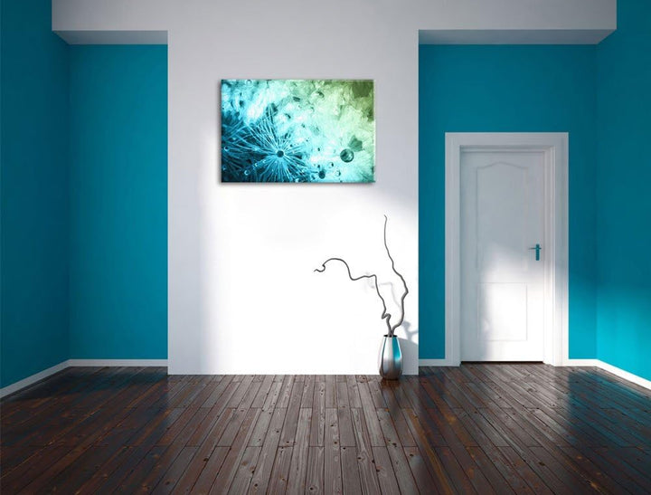 Pixxprint Pusteblume mit Wassertropfen als Leinwandbild/Grösse: 100x70 / Wandbild/Kunstdruck/fertig