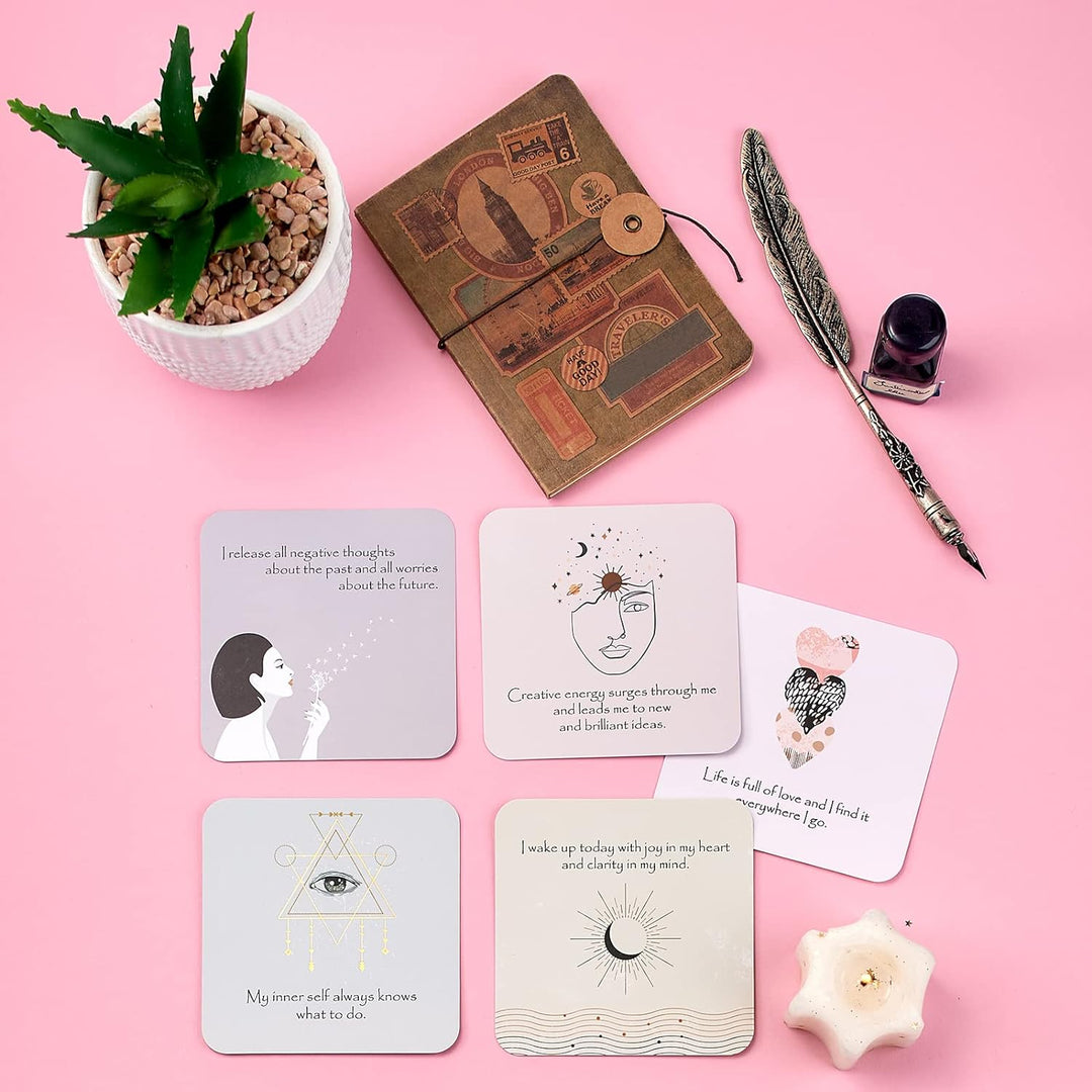 Positive Affirmations Karten für Frauen | Motivationskarten mit nachdenklichen Fragen, tägliche Affi