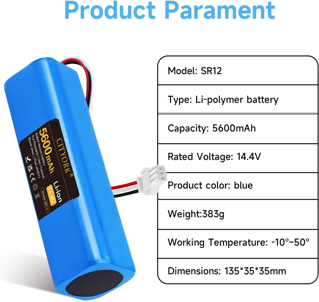 CITYORK 14,4 V 5600 mAh Li-Ion Akku für Proscenic M7 M8 Pro/Uoni V980 Plus/Lydsto R1 / Roidmi Eve Pl