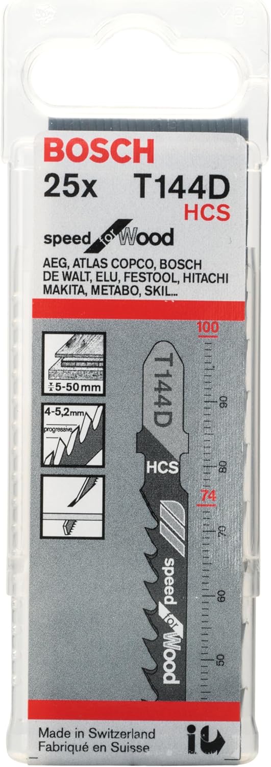 Bosch 25x Stichsägeblatt T 144 D Speed for Wood (für weiches Holz, gerader Schnitt, Professional Zub