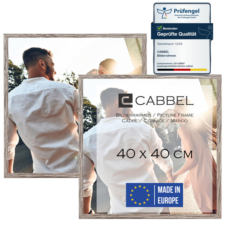 CABBEL Doppelpack (2er Set) Bilderrahmen 40x40 cm, Braun, stabiles MDF-Holz Rahmen, bruchsicherem Pl