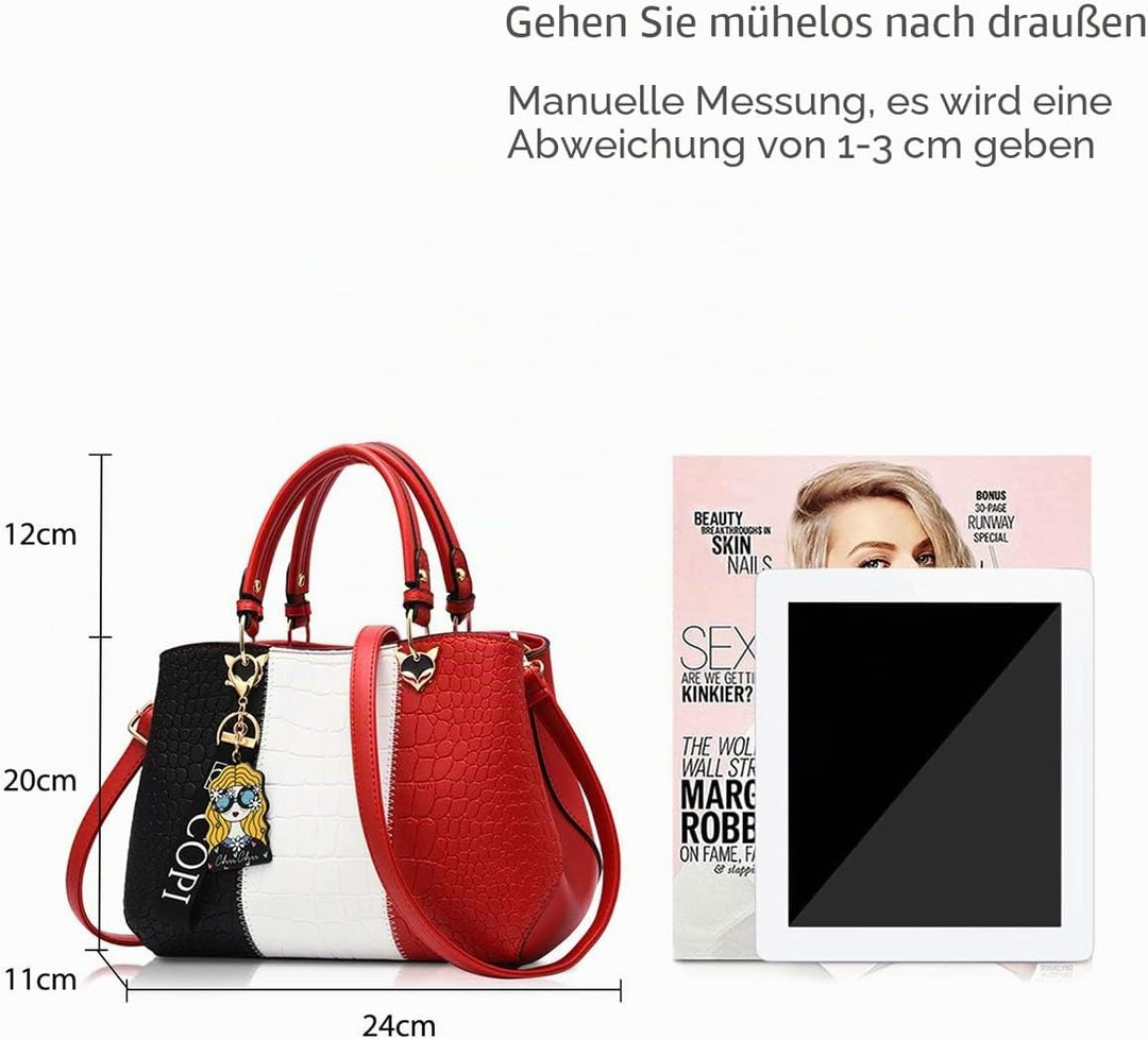 NICOLE & DORIS 2024 Neue Frauen Tasche Damen Leder Handtasche Mode Umhängetasche Mit Pompon abnehmba