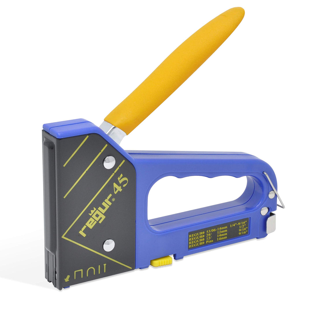 REGUR 45 Handtacker - 4-in-1 Multifunktions-Tacker verarbeitet Feindraht-Klammern, Bogen-Klammern, T
