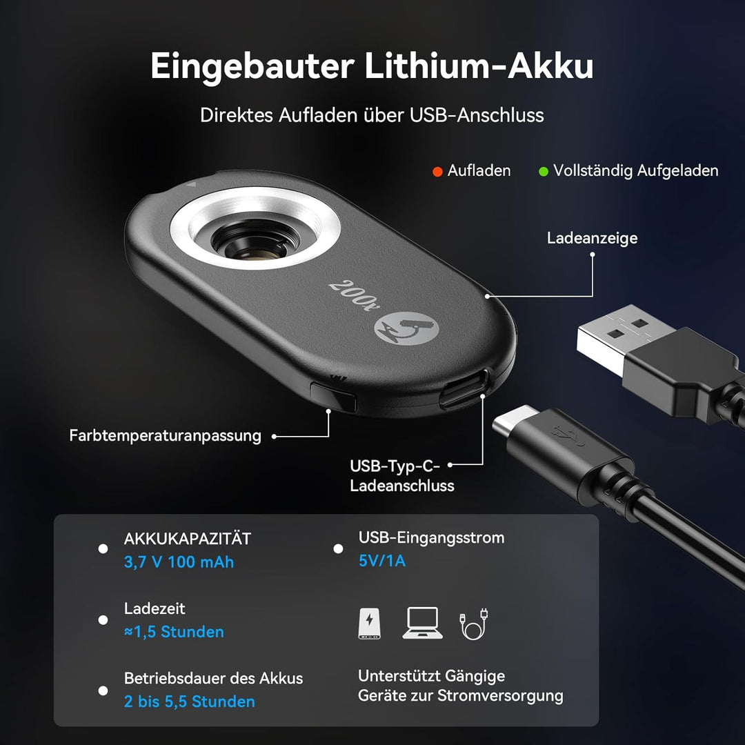 200x Handy-Mikroskop linse mit CPL,Handy-Mikroskoplinse mit LED UV-Licht/Universal-Clip, praktisches