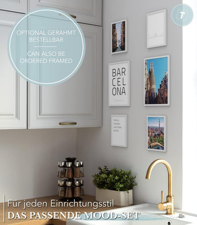 Papierschmiede® Mood Poster Set Barcelona, Bilder Wohnzimmer Deko Schlafzimmer, 2x 30x40cm und 4x 21