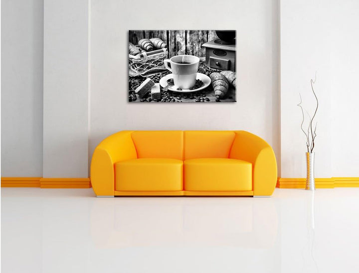 Pixxprint heisser aufgebrühter Kaffee als Leinwandbild/Grösse: 100x70 / Wandbild/Kunstdruck/fertig b
