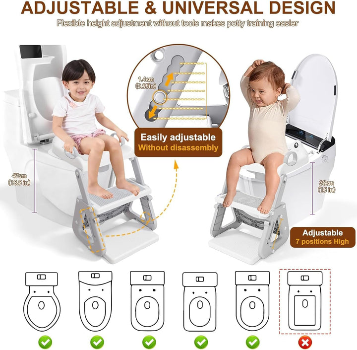 Toilettensitz Kinder mit Treppe,Stabil Kinder Toilettensitz mit Dreiecksstruktur,3 in 1 Toilettentra