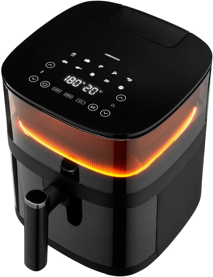 MEDION X10 XL Heissluftfritteuse (5 Liter Frittierkorb, innovative Wassersprühfunktion für krosse kn