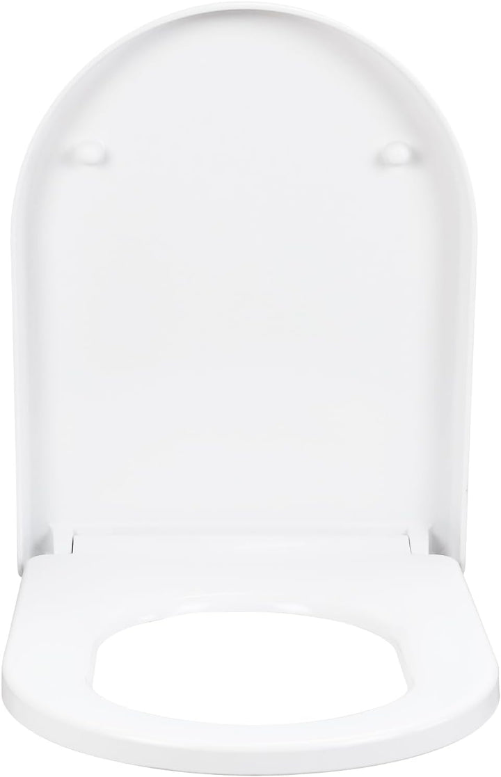 WC Sitz D Form mit Absenkautomatik, Toilettendeckel aus Duroplast, Toilettensitz mit Schnellverschlu