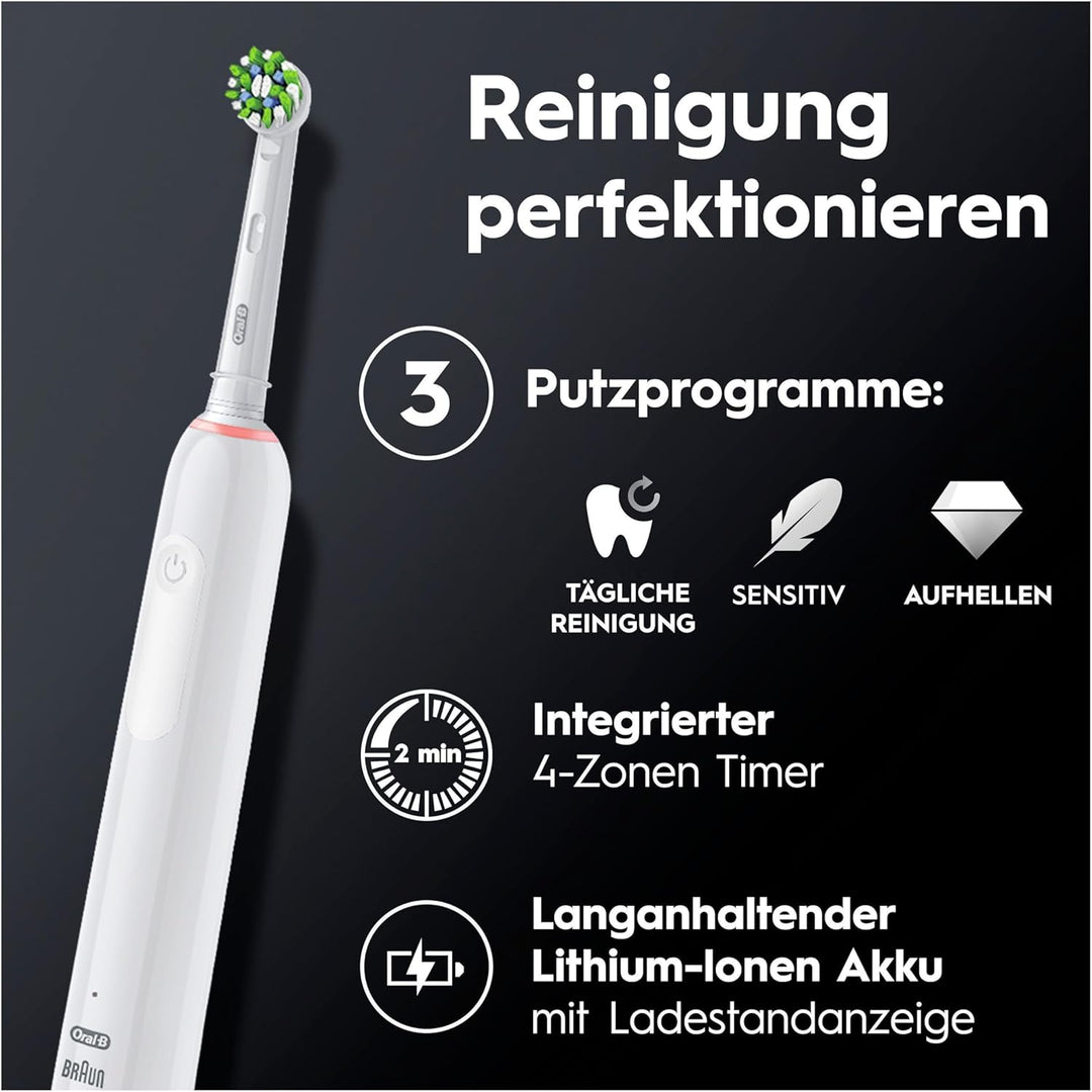 Oral-B PRO 3 3000 Elektrische Zahnbürste/Electric Toothbrush, 2 CrossAction Aufsteckbürsten, mit 3 P