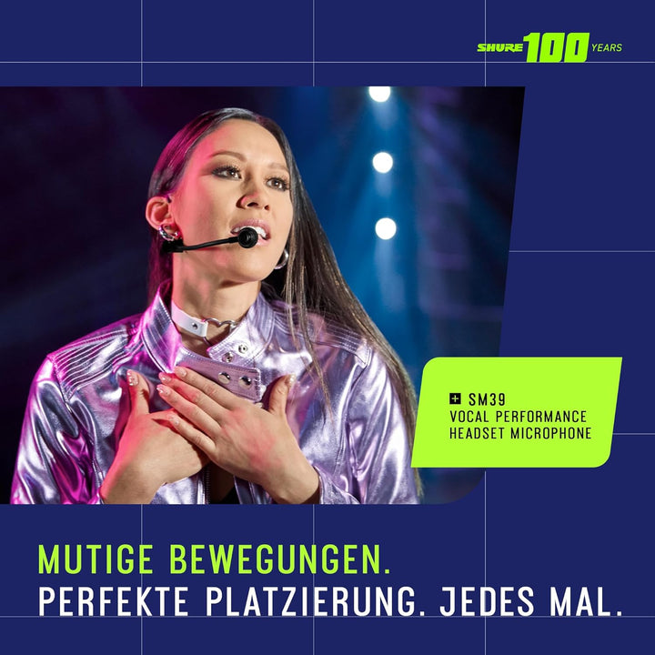 Shure SM39 Mikrofon - Kardioid-Kopfbügelmikrofon für Sprach- und Performance-Anwendungen, TA4F-Ansch