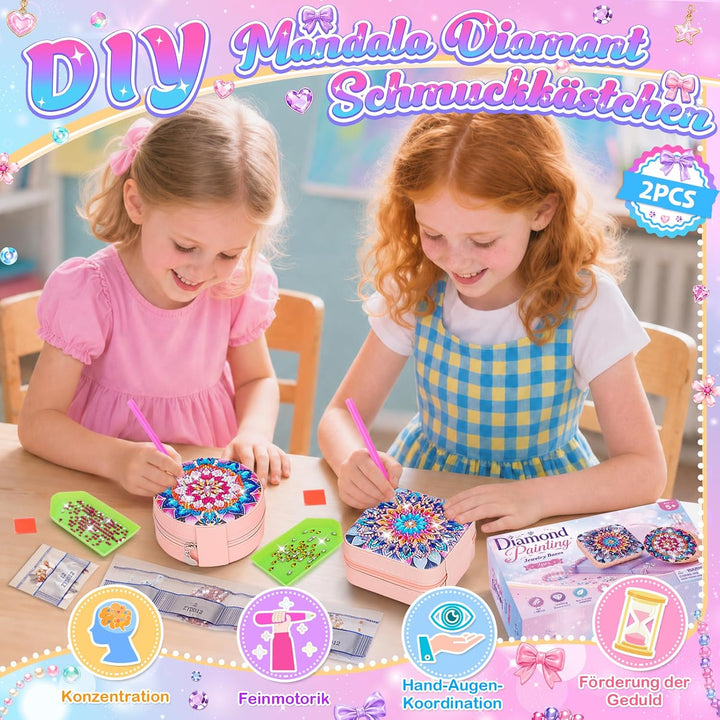 Diamond Painting Kinder Schmuckkästchen Mädchen Basteln Geschenk 8-12 Jahre | Bastelset Geschenk für
