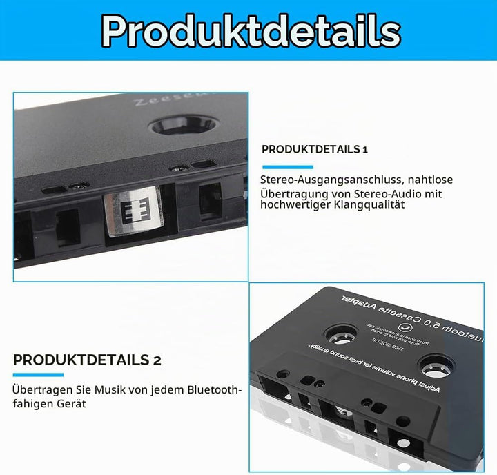 Editbar Bluetooth 5.0 Audio Kassetten, Aux Bluetooth Adapter Auto, Kassette Bluetooth Adapter Auto,
