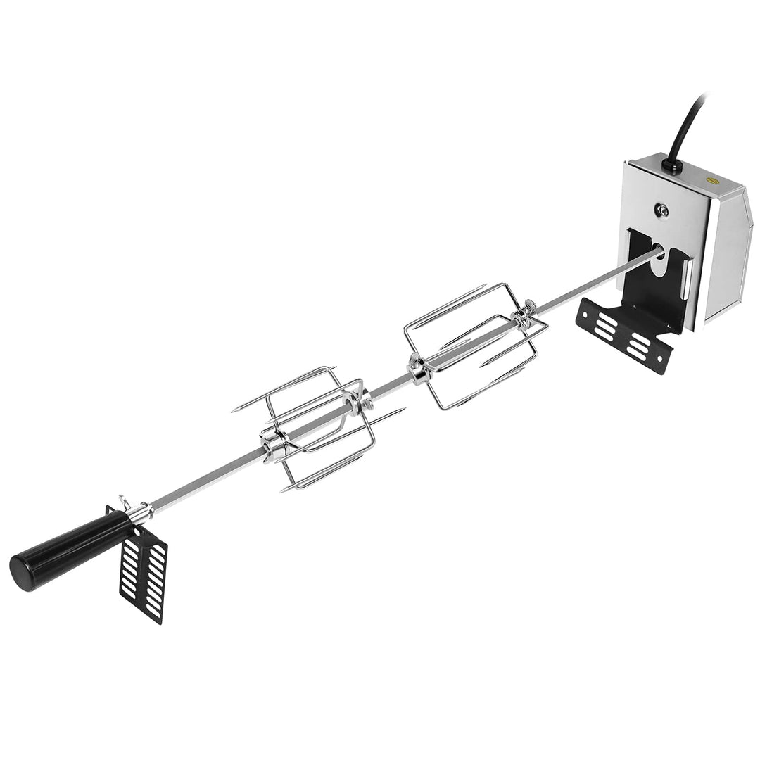 Grillspiess Set 107 cm inkl. 4X Fleischnadeln und Edelstahl Motor, 220V, Drehspiess, Rotisserie, ele